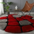 thumbnail image 4 of MDA Rug Imports Mateos Shag Collection Stone Area Rug Red/Grey 3'5'' X 5'5'' 4' x 6' Indoor Black Rectangle, 4 of 5
