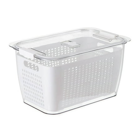 

NICEXMAS 1Pc Large Capacity Double-Layer Storage Box Practical Food Draining Box (White)
