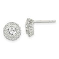 thumbnail image 4 of Sterling Silver Cubic Zirconia Halo Post Stud Earrings, 4 of 5