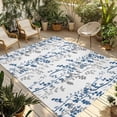 thumbnail image 2 of Outdoor Rug 3x5 ft Blue Leaf Outdoor Large Area Rug Non Slip Rubber Grey Leaves Branches Front Door Mat RV Rug Camping Carpet Patio Outdoor Rugs for Backyard Balcony Deck Porch Indoor, 2 of 9
