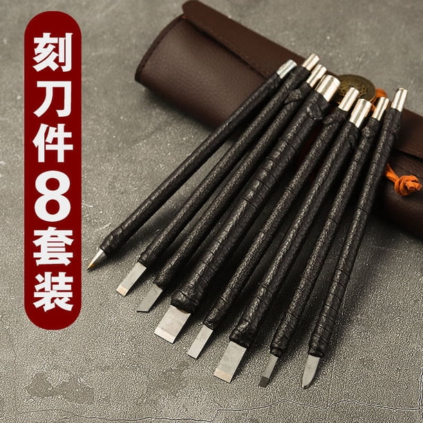 BRIGHTFUFU Juego de herramientas de tallado de acero de tungsteno, cuchillo de grabado para madera, piedra y jade, kit multifuncional para principiantes y profesionales.