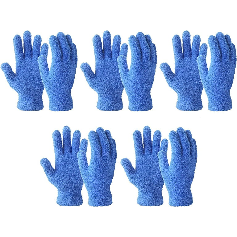 Microfiber Dusting Gloves , Dusting Cleaning Glove for Plants, Blinds,  Lamps,and Small Hard to Reach Corners (5Pairs S/M) 