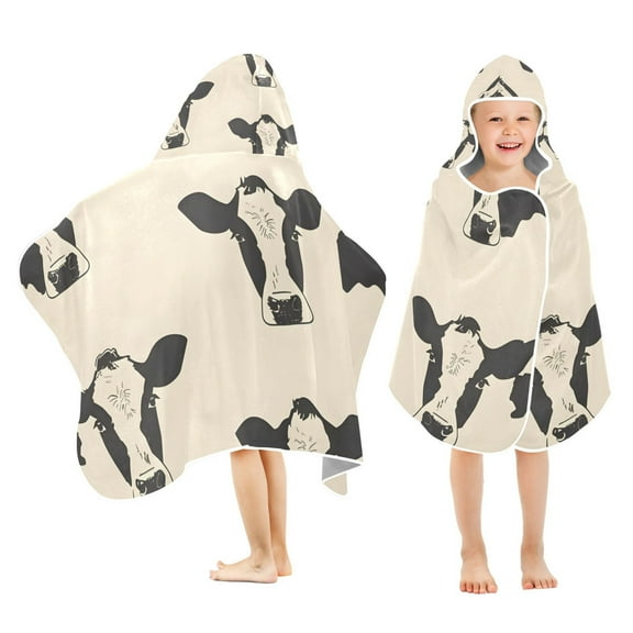 Cows Kids Hooded Beach Towel Baby Bath Poncho Towels with Hood Absorbent 50"x23.5" for Pool Swimming