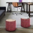 thumbnail image 2 of SIMPLIHOME Larissa Pouf Rond Tressé, Petite Parcelle, Naturel et Bordeaux, 2 of 5