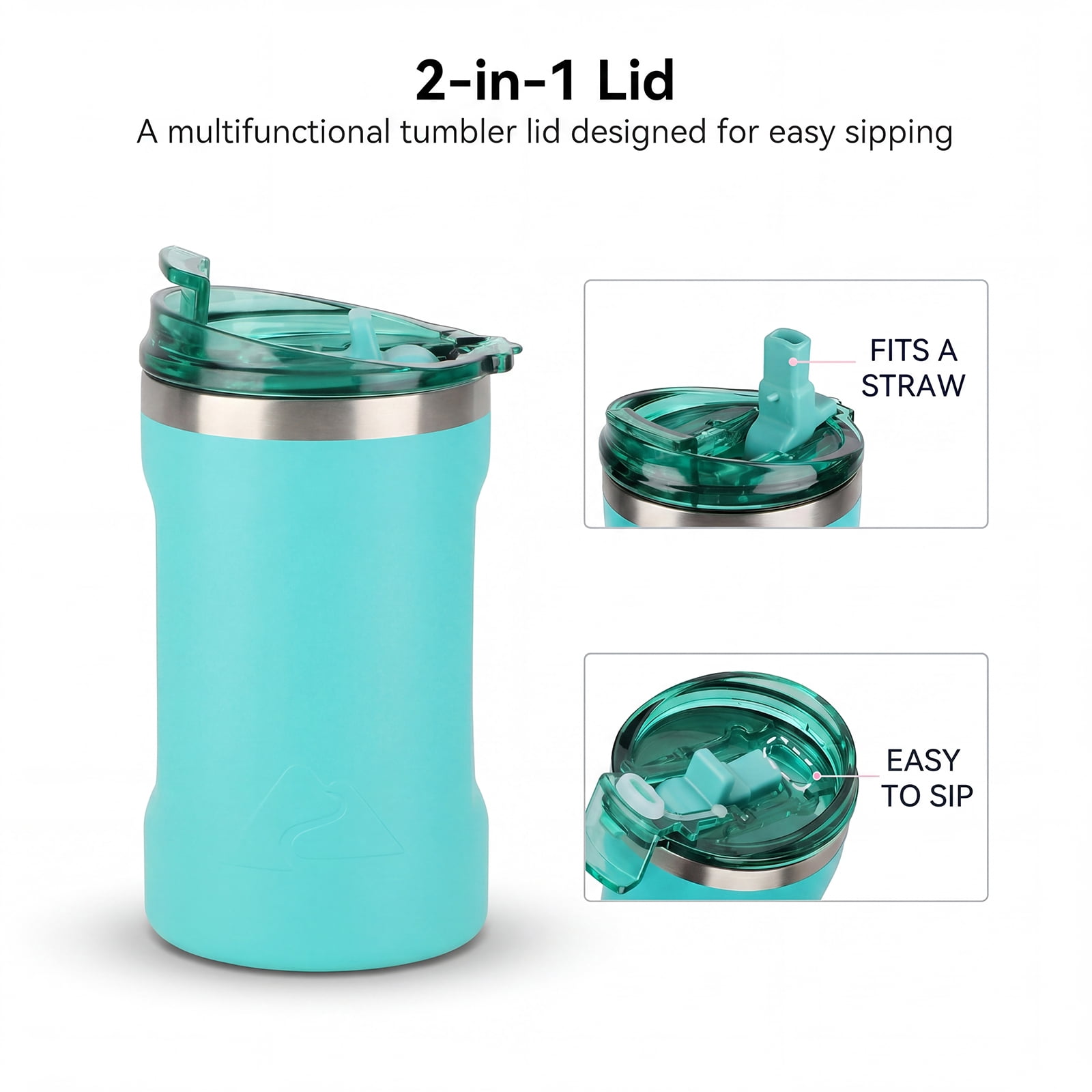 Ozark Trail 16oz Ceramic Lined Stainless Steel Can Tumbler with 2-in-1 Lid,Teal
