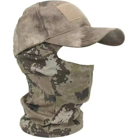 Camouflage Baseball Cap mask Set with Cooling Sun UV Neck Gaiter with Adjustable Baseball Cap