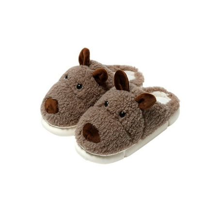 

Avamo Unisex Animal Slippers Fluffy Fuzzy Slipper Plush House Shoes Bedroom Home Shoe Indoor Non-slip Slip On Coffee Style A 5.5-6