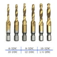 thumbnail image 4 of High Quality 6pc Hex Shank HSS Screw Spiral Point Thread American-Plug Hand Tap Drill Bits 6-32/8-32/10-24/10-32/12-24,1/4-20, 4 of 6