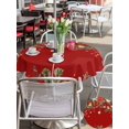 thumbnail image 4 of Outdoor Tablecloth with Umbrella Hole and Zipper, Red Christmas Round Table Cloth 60 Inch Waterproof Tablecloth, Xams Tree Winter Poinsettia Pine Cones Picnic Table Cover for Patio Camping, 4 of 7