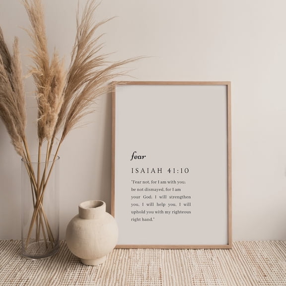 Isaiah 41:10 Fear Not Bible Verse Scripture Modern Minimalistic Christian Home Decor, Unframed Paper Poster 8x10in
