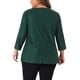 thumbnail image 3 of Blusa de mujer de talla grande Agnes Orinda, con cuello en V, mangas de 3/4, estampado botánico, camiseta tipo túnica, casual y elegante, talla 4X, verde oscuro, 3 of 6