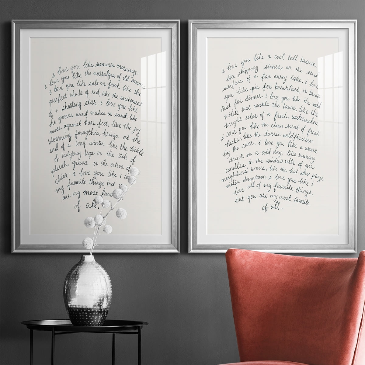 Wexford Home Letter to a Lover I Premium Framed Print, 22.5" x 30.5" - Ready to Hang, Silver (Set of 2)