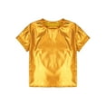 thumbnail image 6 of Manyakai Kids Girls Boys Shiny Metallic T-Shirt Short Sleeves Hip Hop Jazz Dance Performance Tees Gold 160, 6 of 7