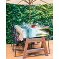 thumbnail image 3 of Outdoor Tablecloth with Umbrella Hole & Zipper, Beach Ocean Rectangle Tablecloth 54x80 Inch, Summer Blue Sky Botanical Tree Leaves Patio Table Cover Waterproof Table Cloth for Picnic/Party, 3 of 7