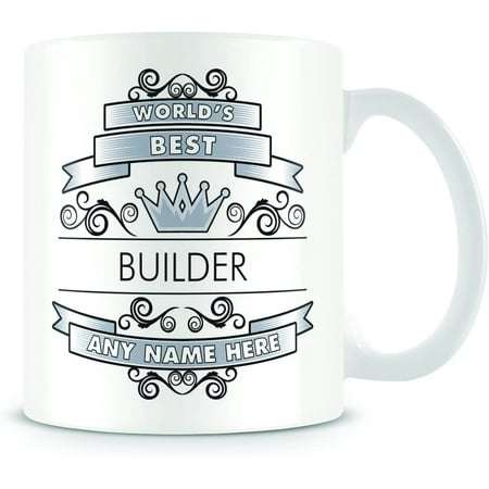 

Builder Mug - Worlds Best Design - Personalised Work Gift - Silver