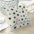 thumbnail image 4 of St Patricks Day Pillow Covers 18X18 Inch Pack of 2, Lucky Green Clover Decor Throw Pillow Linen Spring Shamrock Pillow Cases Cushion for Bedroom Home Sofa Decorations, 4 of 5