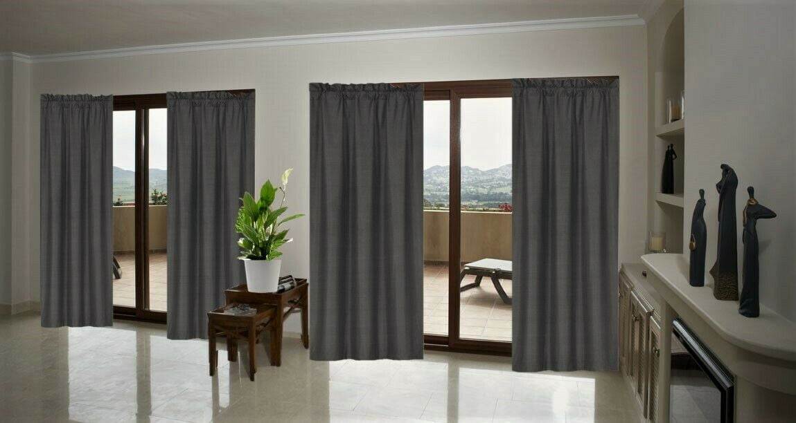 1 Set Rod Pocket Lined Thermal Blackout Window Treatment Curtain Panels R64 108" 