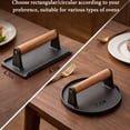 thumbnail image 2 of Burger Press 7.08" Round & 8.3”X4.3”Rectangle Heavy-Duty Cast Iron Smash Meat Steak With Wood Handle for Blackstone Camp chef Pitboss Weber Treager Griddle Grills (Round & Rectangle), 2 of 7
