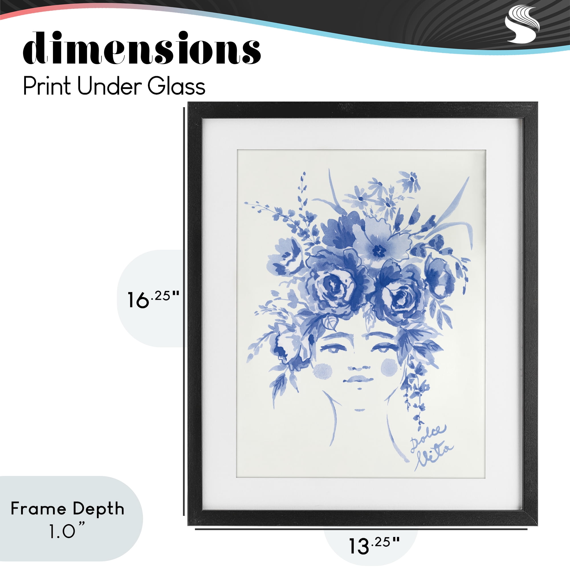 Stupell Industries Dolce Vita Woman with Roses Black Framed Print Under Glass, design by Karolina Sato