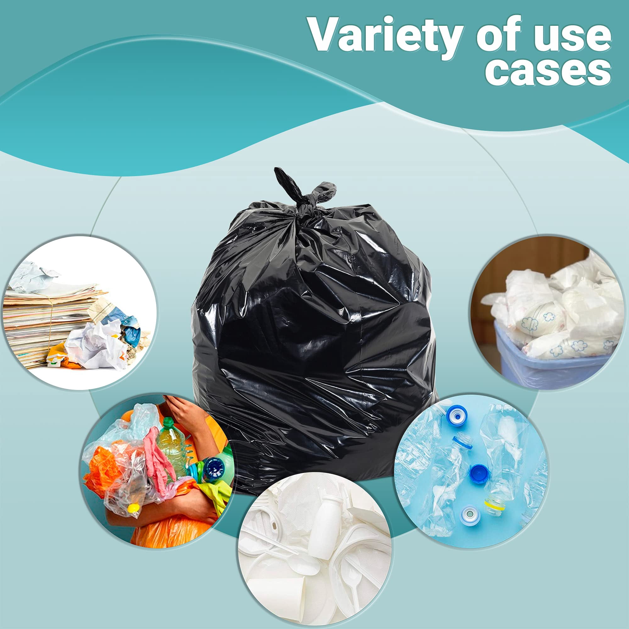 Garbage Bags Low Density Polyethylene Black 250 count 40 x 46 in 40-45 Gallon Capacity