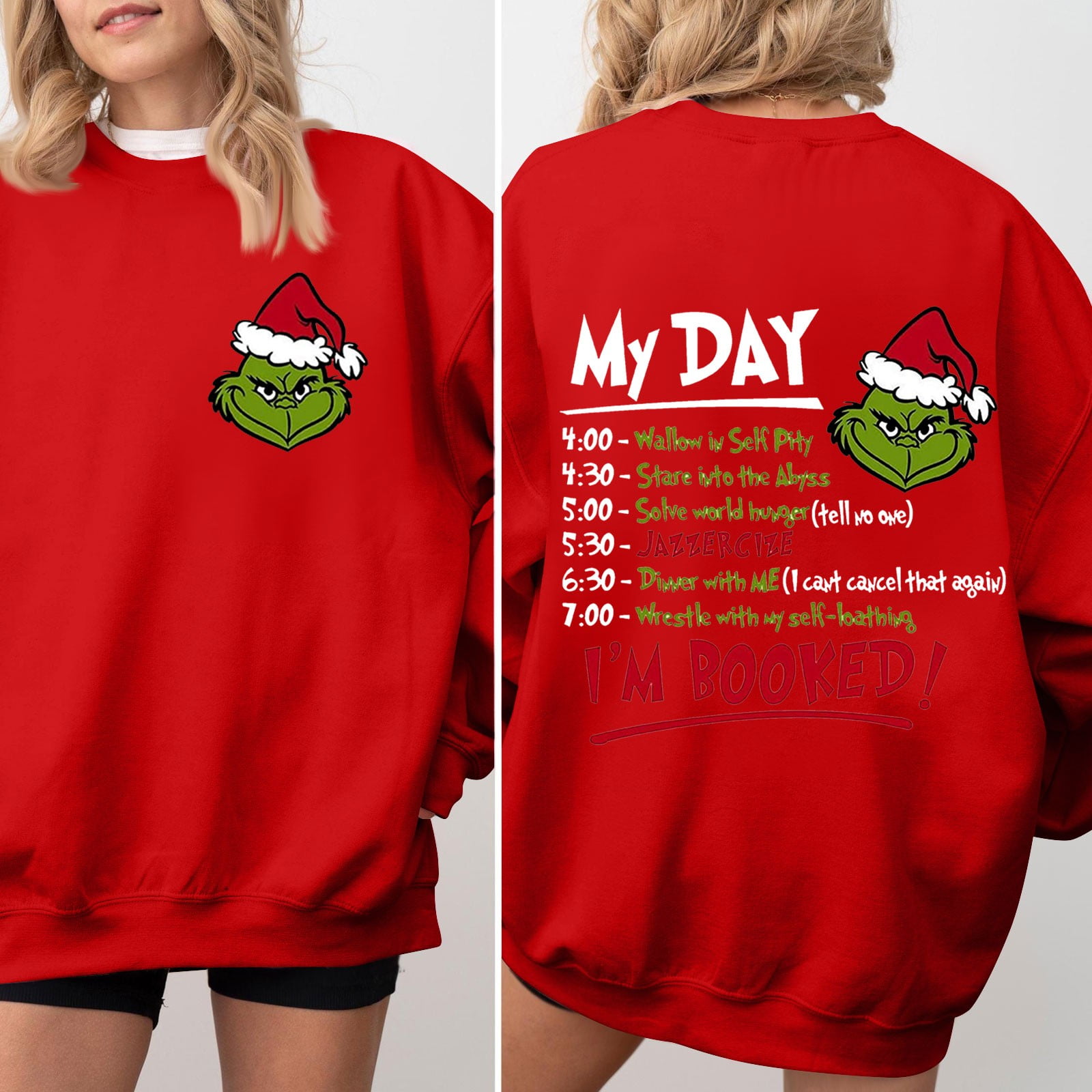 Pull Noël Grinch Costume Femme Manches Longues Col Rond