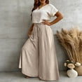 thumbnail image 2 of Womens Sweatpants Elastic Waist Solid Loose Long Daily Elegant Casual Wide Leg Sweatpants Women Beige L, 2 of 6