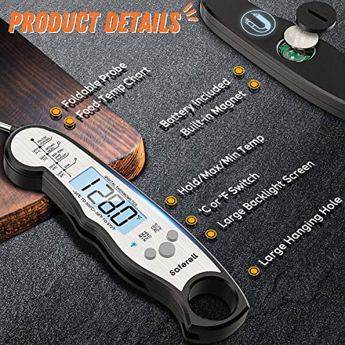 Fast & Precise Digital Food Saferell Instant Read Meat Thermometer for Cooking