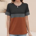 thumbnail image 6 of Otntypg Fashion Women’s T Shirts Plus Size Short Sleeve Striped Color Block Tops Casual Summer Basic Oversized Crewneck Graphic Tunic Tees Blouse Orange XXXL, 6 of 8