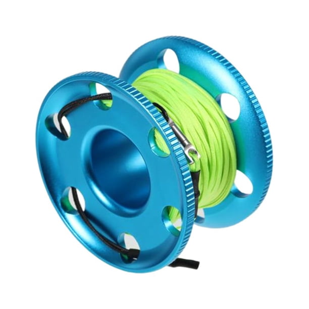 Greeniant Carrete de alta densidad de 30 m de cuerda, carrete de tecnología de buceo de cueva de aluminio ligero con equipo de accesorios de Deportes acuáticos Azul