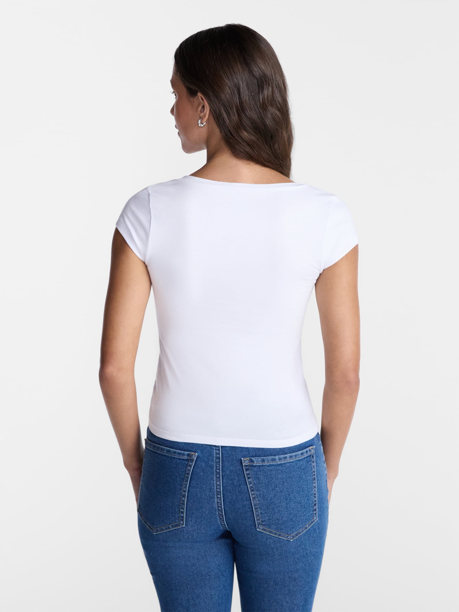 No Boundaries Surplice Top with Cap Sleeves, Women's XXS-XXL