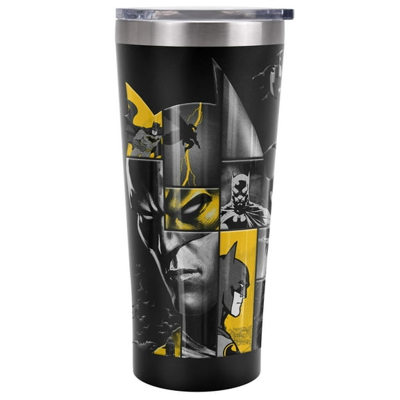 Batman Official Zap 20 oz Travel Tumbler, Stainless Steel, Vacuum Insulated with Leak Resistant Slide-Lock Lid