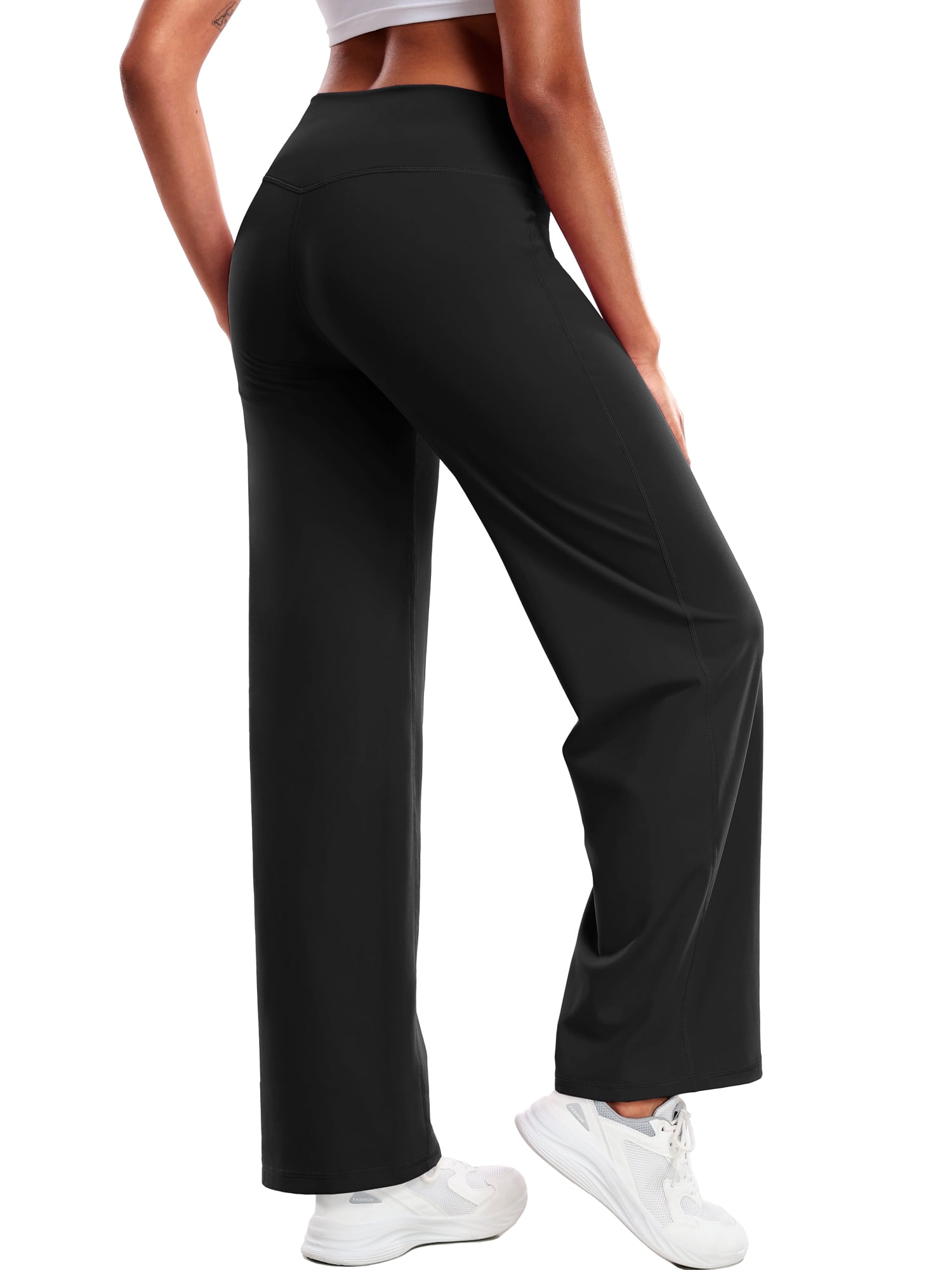 NELEUS ButterSoftFlex Womens Wide Leg Pants Athletic Yoga Legging Casual Sweatpants with Waistband Pocket,Black,US Size XL