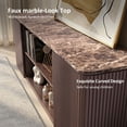 thumbnail image 2 of Hvoonc 70" Fluted TV Stand for 65-80" TVs, Faux Marble Top, Entertainment Center with Storage for Living Room, Walnut Brown, 2 of 10