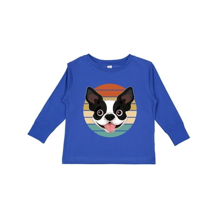 

Inktastic Boston Terrier Dog Retro Sunset Boys or Girls Long Sleeve Toddler T-Shirt