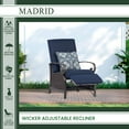 thumbnail image 3 of Hanover Madrid Wicker Outdoor Patio Recliner, Adjustable Chair, All-Weather Hand-Woven Wicker, Aluminum Frames, Thick Cushions - MADRIDREC-NVY, 3 of 11