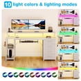 thumbnail image 3 of 55 Inch Office Desk with Power Outlet and Adjustable Monitor Stand, Computer Desk with Fabric Drawer and Keyboard Tray, Gaming Desk with LED Light & PC Stand, Table for Bedroom with USB Ports, White, 3 of 9
