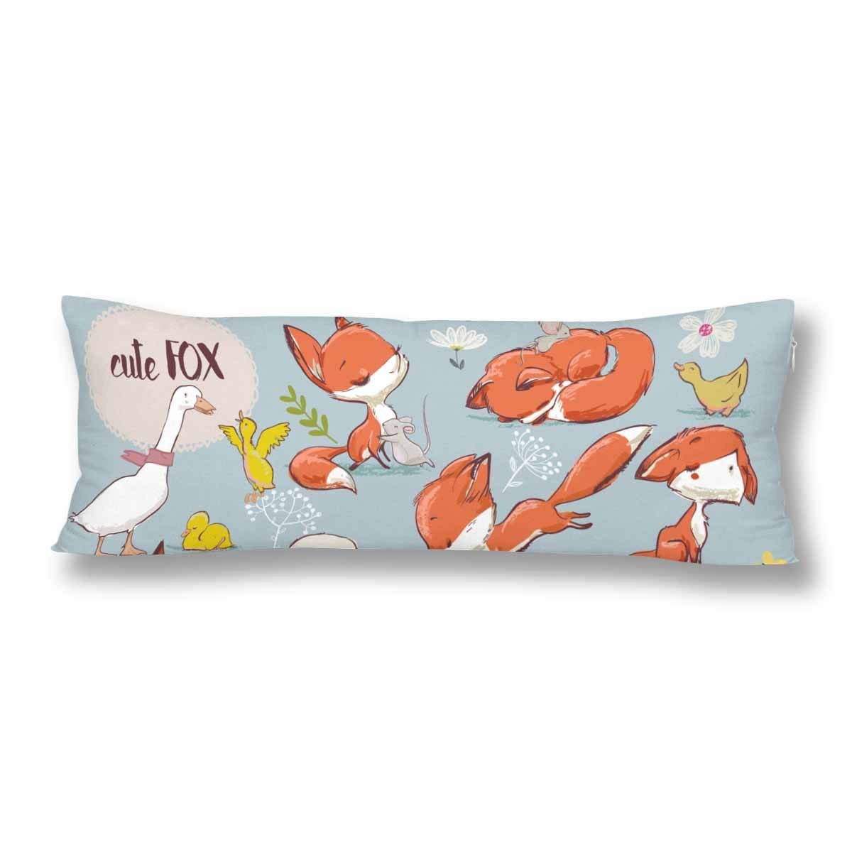 Gckg Cute Fox And Farm Birds Body Pillow Covers Pillowcase