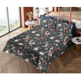 thumbnail image 4 of Ambesonne Garden Scene Fitted & Flat Sheet with Shams 4 Pcs Set, Floral Vintage Romance, Calking, Charcoal Grey and Burgundy, 4 of 5