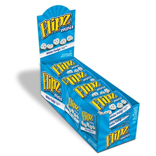 Flipz White Fudge Covered Mini Pretzels, 12 Snack Bags, 2 Oz each
