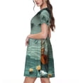 thumbnail image 2 of Balery Paper Fox Crow Fantasy Vestidos sueltos de manga corta para mujer, vestidos de verano 2025, vestidos casuales de corte A con vuelo., 2 of 6