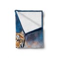 thumbnail image 2 of Tiger Soft Flannel Fleece Throw Blanket, Calm Siberian Large Cat with Sunset Resting on a Boulder Relaxed Beast, Cozy Plush for Indoor and Outdoor Use, 50" x 70", Multicolor, by Ambesonne, 2 of 6