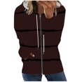 thumbnail image 2 of Pntutb moda mujer manga larga cremallera frente abierto suelta prendas de vestir exteriores blusa estampada abrigo Tops bolsillos blusa con capucha liquidación Pntutb Pntutb-6492, 2 of 5