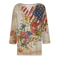 thumbnail image 4 of American Flag Blouse Women 1776-2026 Red White and Blue 3/4 Sleeve Henley Shirts Stars and Stripes 250th Anniversary Casual Tunics M, 4 of 5