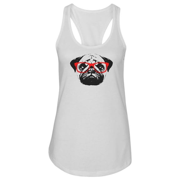 A Pug Wearing Glasses Tank Women -Image by Shutterstock, Female XX-Large