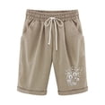 thumbnail image 4 of Puntoco Pantalones Cortos De Verano Mujer Moda 2024 Pantalones Cortos De Mujer Algodón Y Lino Estampado De Moda Cintura Elástica Pantalones De 5 Pulgadas Cordón Pantalones Cortos De 5 Pulgadas, 4 of 4