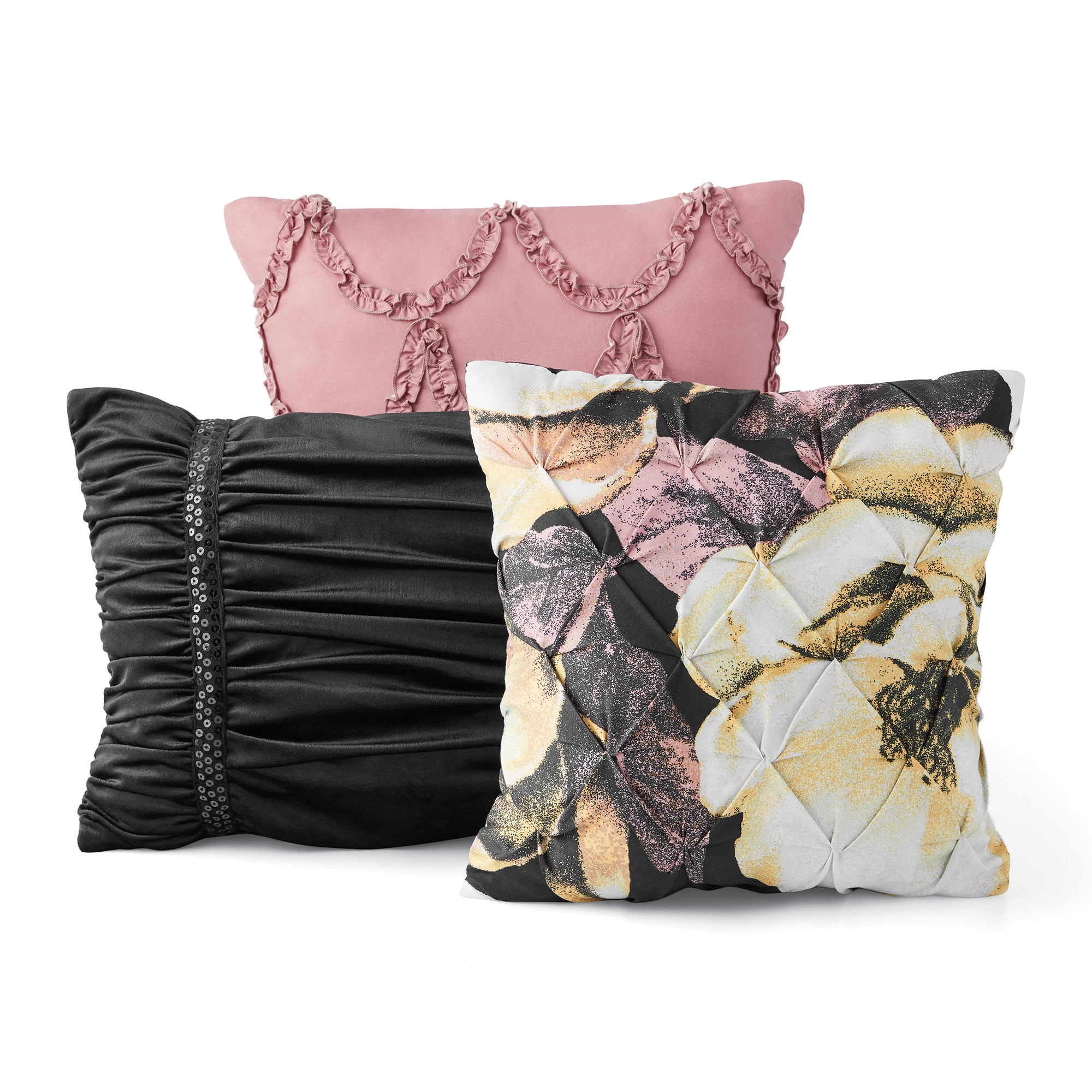Mainstays Black Floral 8-Piece Bed in a Bag Comforter Set with Sheets, TwinTwin XL