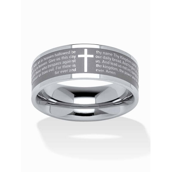 PalmBeach Jewelry Lord's Prayer Ring in Stainless Steel