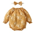 thumbnail image 1 of Gibobby Mameluco para niña Ropa de bebé recién nacido de manga larga +diadema 2 piezas otoño invierno mono trajes(Amarillo, 6-9 Meses), 1 of 5