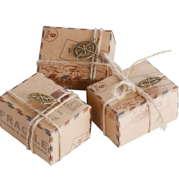 Worgeous 50Pcs Wedding Favor Boxes for Guests Made of Paper and Rope