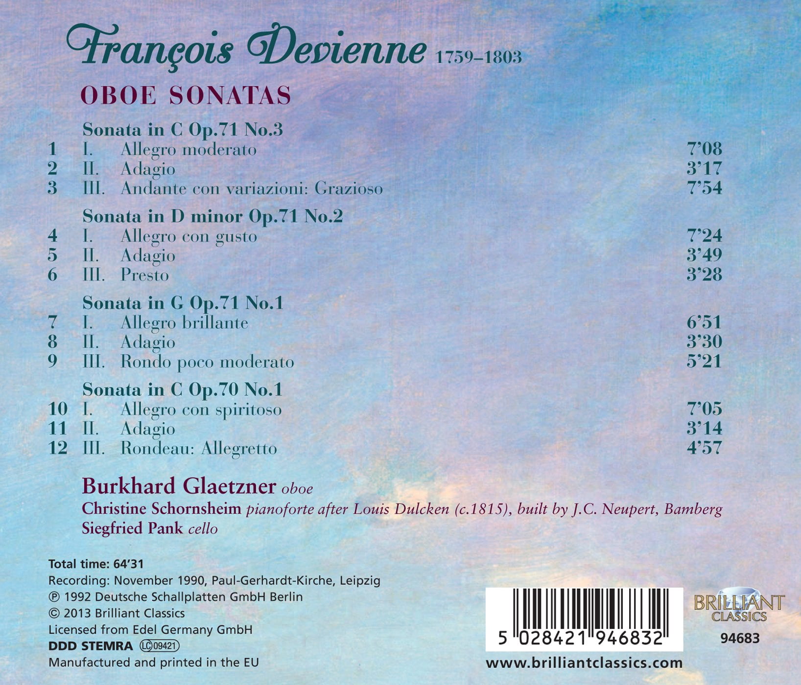 Burkhard Glaetzner - Oboe Sonatas - Music & Performance - CD